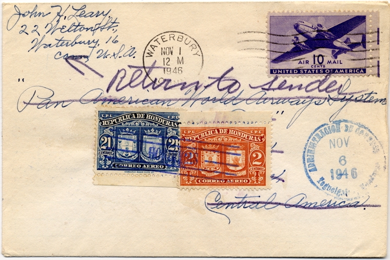 Image: airmail flight cover: Pan American Airways, 1946 airmail test