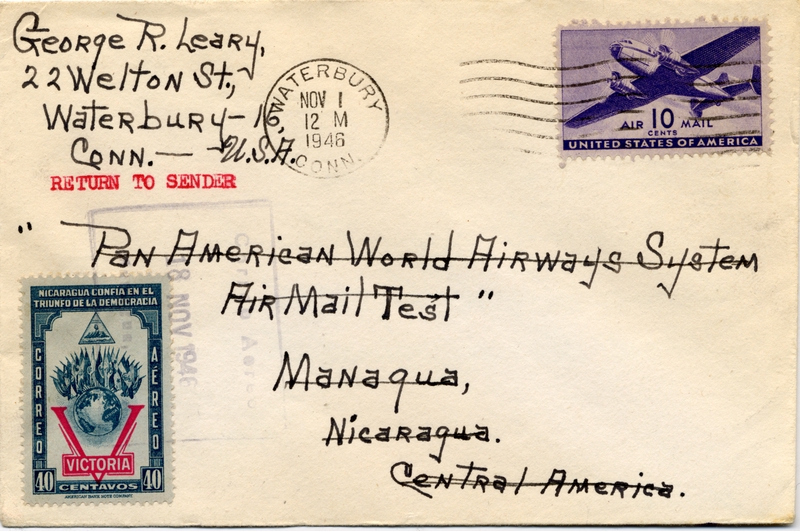 Image: airmail flight cover: Pan American Airways, 1946 airmail test