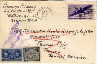 Image: airmail flight cover: Pan American Airways, 1946 airmail test