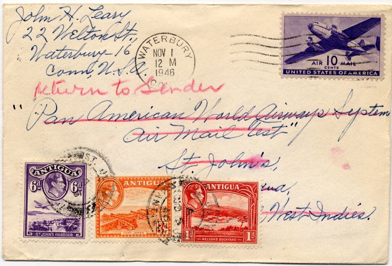 Image: airmail flight cover: Pan American Airways, 1946 airmail test