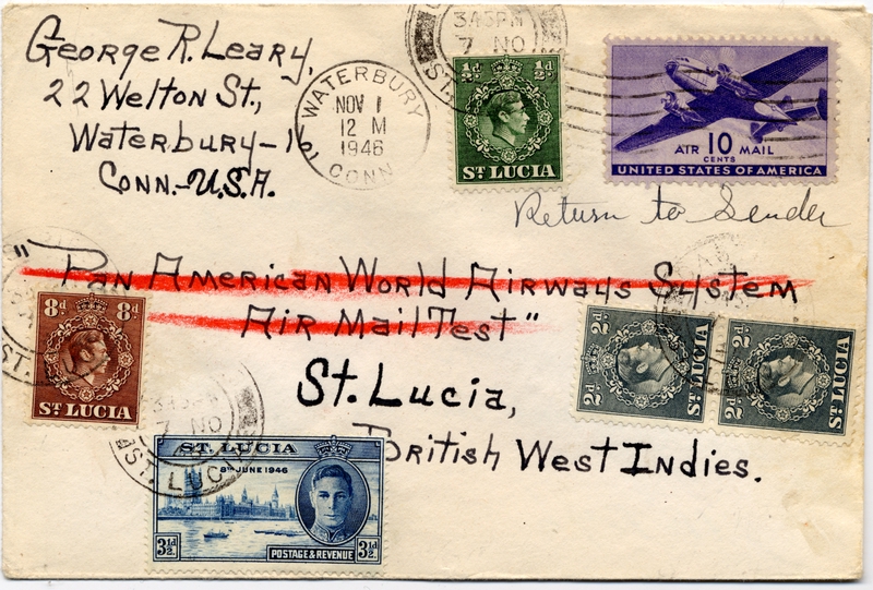 Image: airmail flight cover: Pan American Airways, 1946 airmail test