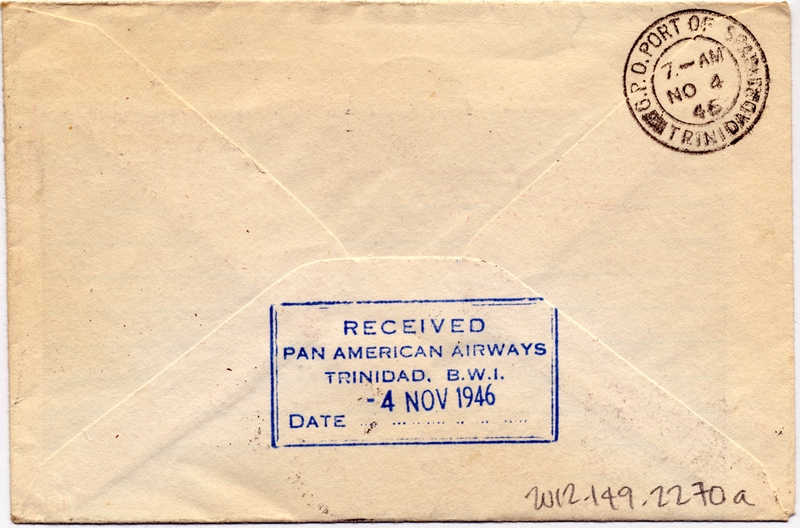 Image: airmail flight cover: Pan American Airways, 1946 airmail test