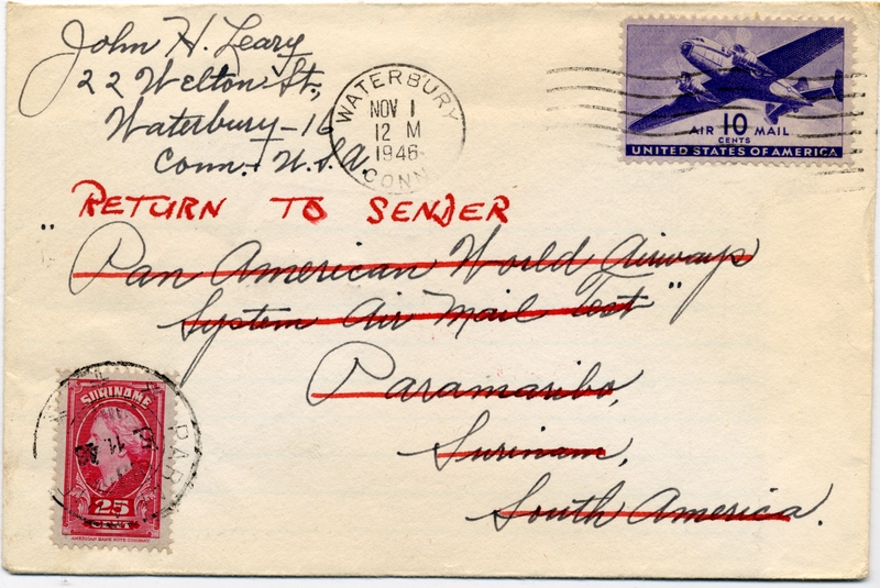 Image: airmail flight cover: Pan American Airways, 1946 airmail test