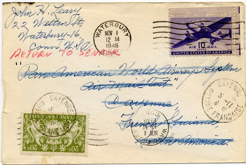 Image: airmail flight cover: Pan American Airways, 1946 airmail test