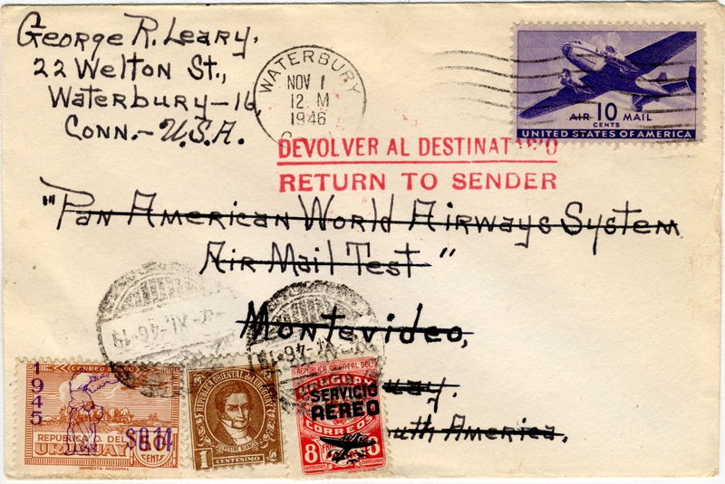 Image: airmail flight cover: Pan American Airways, 1946 airmail test
