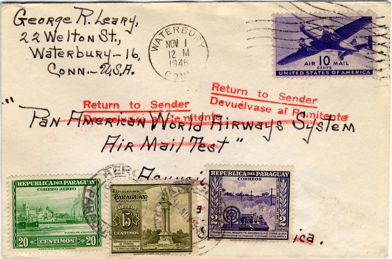 Image: airmail flight cover: Pan American Airways, 1946 airmail test