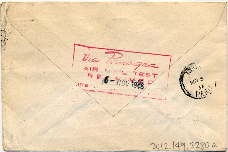 Image: airmail flight cover: Pan American Airways, 1946 airmail test