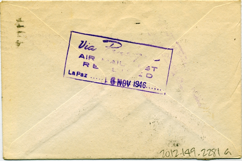 Image: airmail flight cover: Pan American Airways, 1946 airmail test