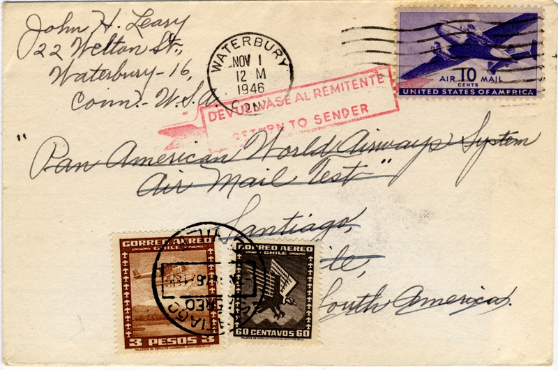 Image: airmail flight cover: Pan American Airways, 1946 airmail test
