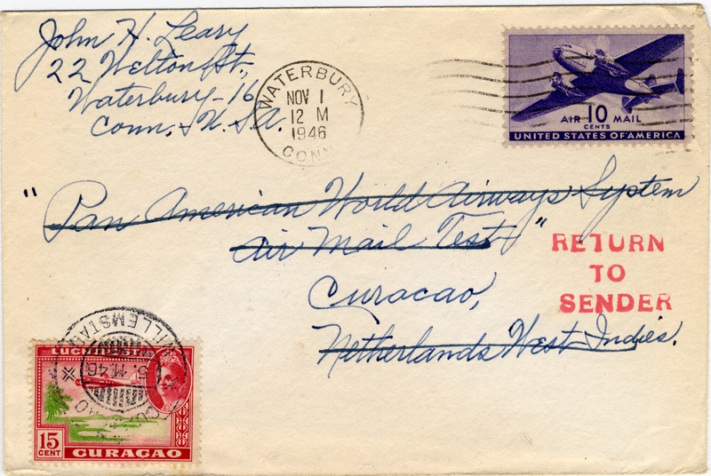 Image: airmail flight cover: Pan American Airways, 1946 airmail test
