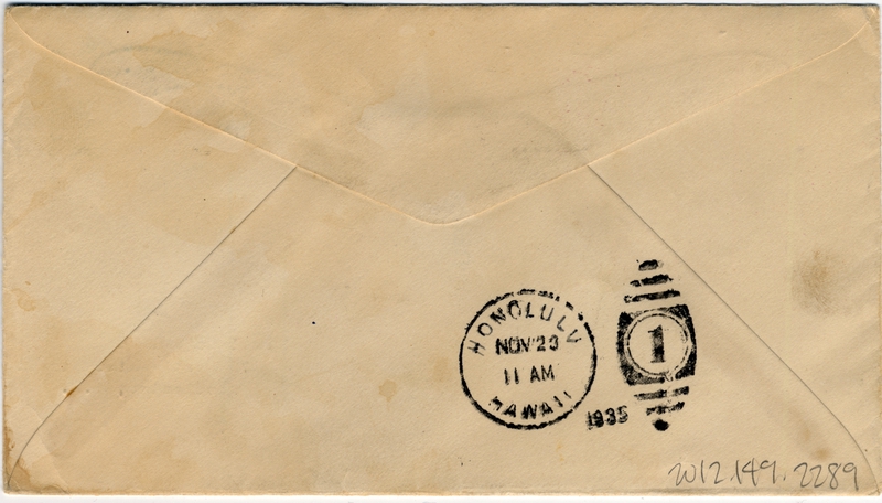 Image: airmail flight cover: Pan American Airways, FAM-14, first transpacific airmail flight, San Francisco (Alameda) - Honolulu route