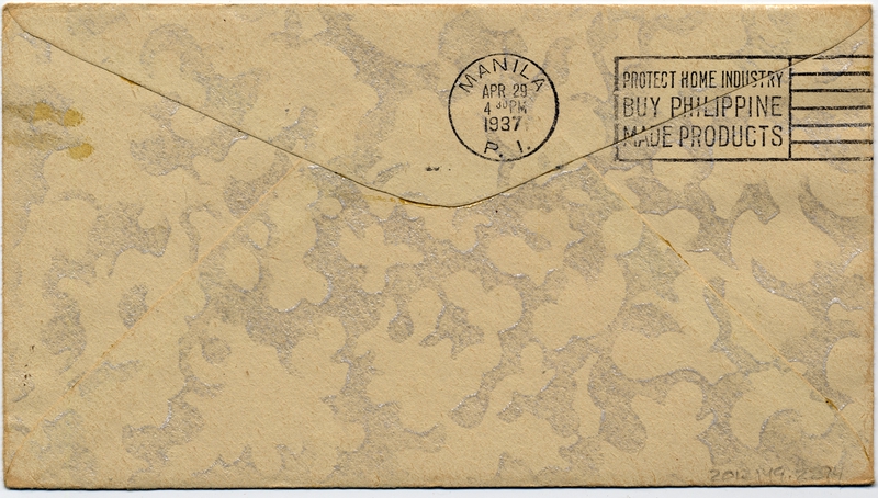 Image: airmail flight cover: Pan American Airways, first airmail flight, Hong Kong - Manila route