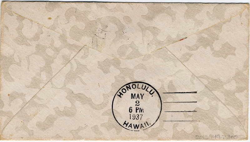 Image: airmail flight cover: Pan American Airways, FAM-14, first airmail flight, Hong Kong - Honolulu route