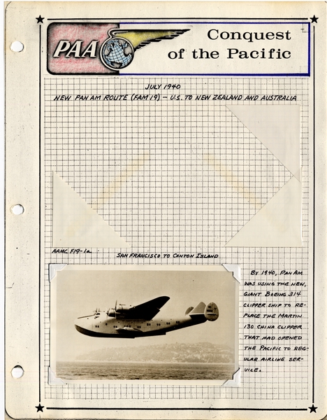 Image: airmail flight cover: Pan American Airways, first airmail flight, FAM-19, South Pacific service