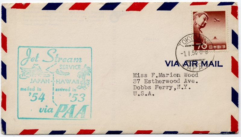Image: airmail flight cover: Pan American Airways, Jetstream Service, Japan - Hawaii route