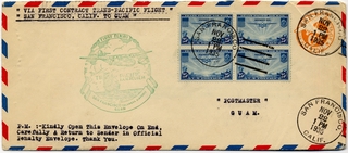 Image: airmail flight cover: Pan American Airways, FAM-14, first transpacific airmail flight, San Francisco - Guam route