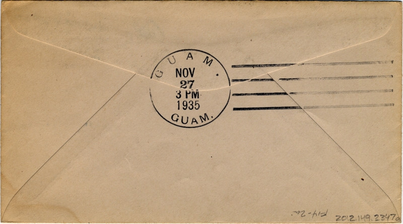 Image: airmail flight cover: Pan American Airways, FAM-14, first transpacific airmail flight, Honolulu - Guam route
