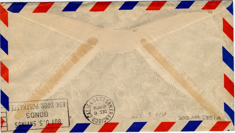 Image: airmail flight cover: Pan American Airways, first transpacific airmail  flight, Manila - San Francisco route