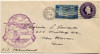 Image: airmail flight cover: Pan American Airways, FAM-14, first transpacific airmail flight, Honolulu - San Francisco route