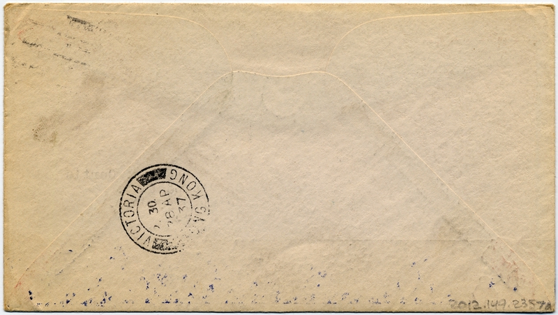Image: airmail flight cover: Pan American Airways, FAM-14, first airmail flight,  San Francisco - Hong Kong route