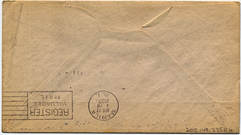 Image: airmail flight cover: Pan American Airways, first airmail flight, San Francisco - Manila route