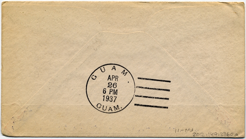 Image: airmail flight cover: Pan American Airways, first airmail flight, Honolulu - Guam route
