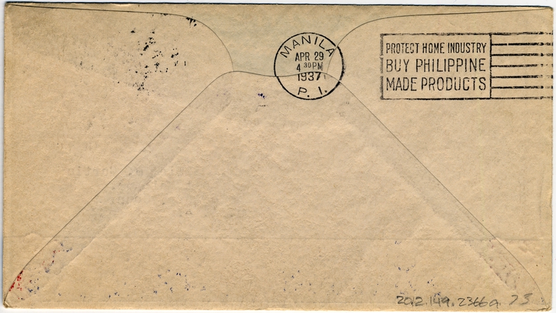Image: airmail flight cover: Pan American Airways, first airmail flight, Hong Kong - Manila route