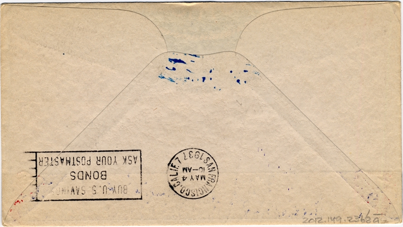 Image: airmail flight cover: Pan American Airways, first airmail flight, Macao - San Francisco route