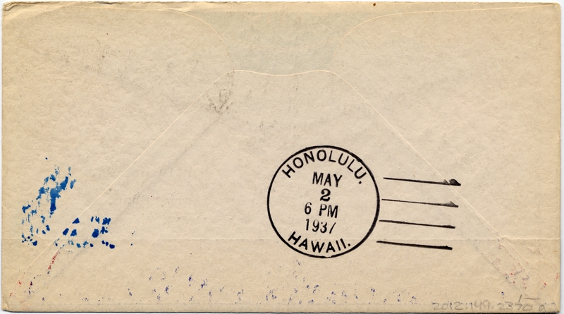 Image: airmail flight cover: Pan American Airways, first airmail flight, Macao - Honolulu route