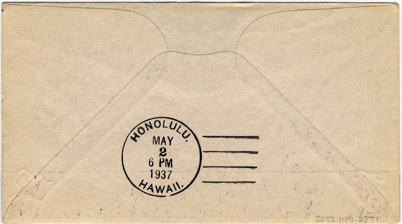 Image: airmail flight cover: Pan American Airways, first airmail flight, Manila - Honolulu route