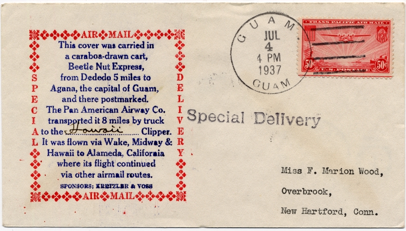 Image: airmail flight cover: Pan American Airways, Guam