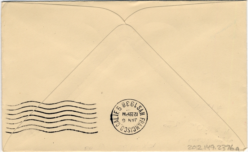 Image: airmail flight cover: Pan American Airways, first airmail flight, New Zealand - United States route