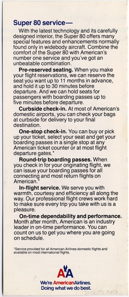 Image: brochure: American Airlines, Douglas DC-9 Super 80