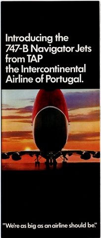 Brochure: TAP (Transportes Aereos Portugueses), Boeing 747B
