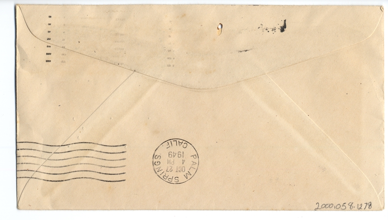 Image: airmail flight cover: Western Air Lines, first airmail flight, San Bernardino - Palm Springs