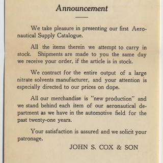 Image #4: catalog: John S. Cox & Son, aeronautical supplies