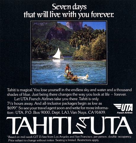 Advertisement: UTA (Union de Transports Aériens), Travel & Leisure