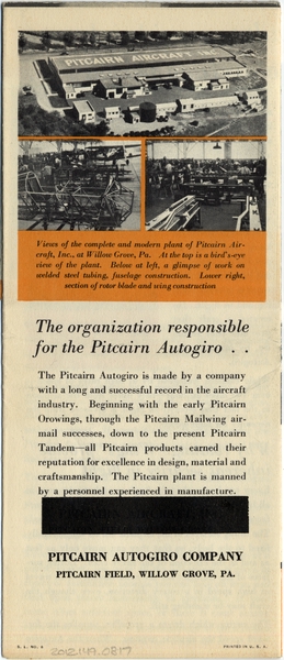 Image: brochure: Pitcairn Autogiro Company