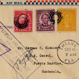 Image #1: airmail flight cover: First airmail flight, FAM-5, Miami - Puerto Barrios route, Juan Trippe