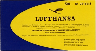ticket and envelope: Lufthansa German Airlines