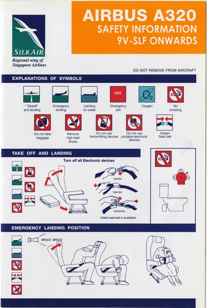 Image: safety information card: Silk Air, Airbus A320