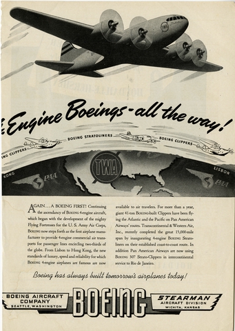 Advertisement: Transcontinental & Western Air (TWA), Boeing Stratoliner