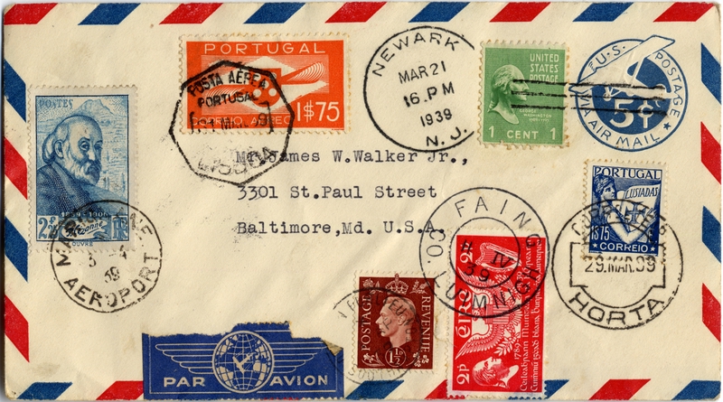 Image: airmail flight cover: Transatlantic mail service, March 21, 1939