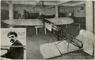 Image: postcard: M. Louis Blériot, Blériot XI Monoplane inside Selfridge's store