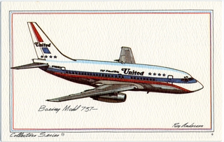 Image: postcard: United Air Lines, Boeing 737