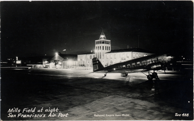 Postcard: San Francisco Airport, Douglas DC-2