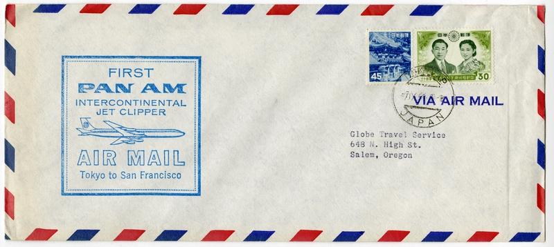 Image: airmail flight cover: Pan American World Airways, Tokyo - San Francisco route
