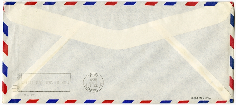 Image: airmail flight cover: Pan American World Airways, Tokyo - San Francisco route