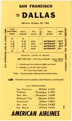 Image: timetable: American Airlines, pocket schedule San Francisco / Dallas