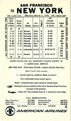 Image: pocket timetable: American Airlines, San Francisco / New York